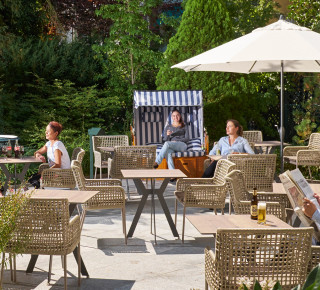 Gemütliches Ambiente im Garten vom Hotel Wettstein